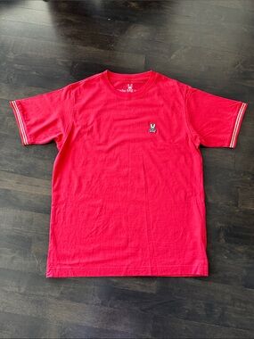 Psycho Bunny Red Short-Sleeve Tee with Embroidered Bunny, size 18-20